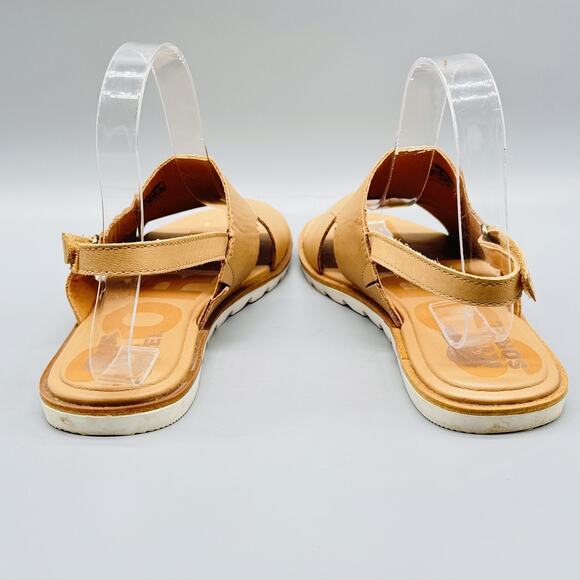 Sorel Sandals Womens 7.5 Brown Leather Slingback Ella II Flat Comfort Walking - Picture 8 of 13